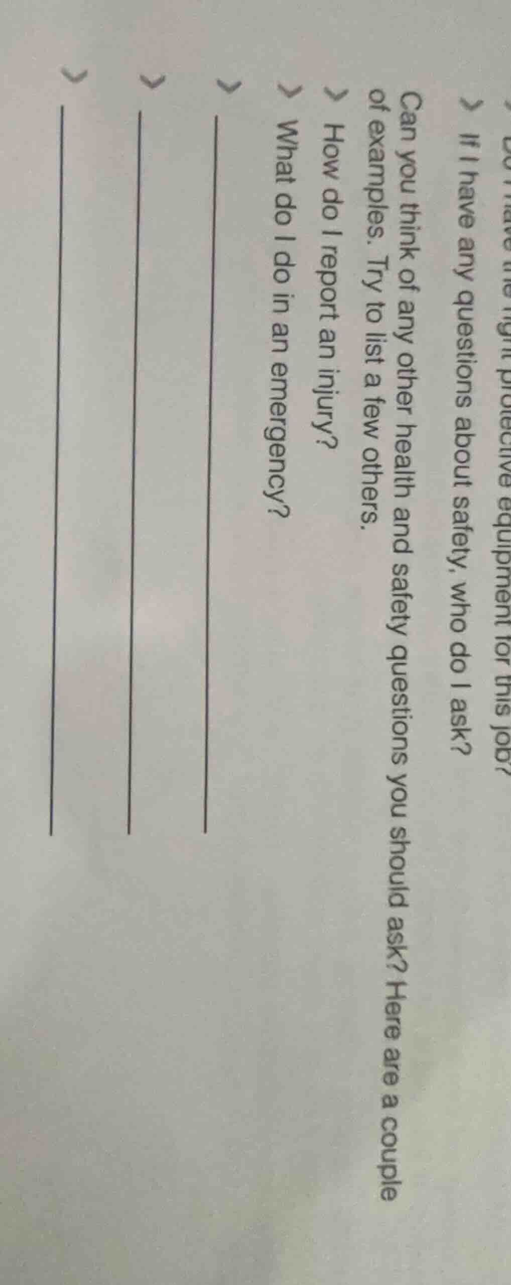 can you think of any other health and safety questions you should ask? …
