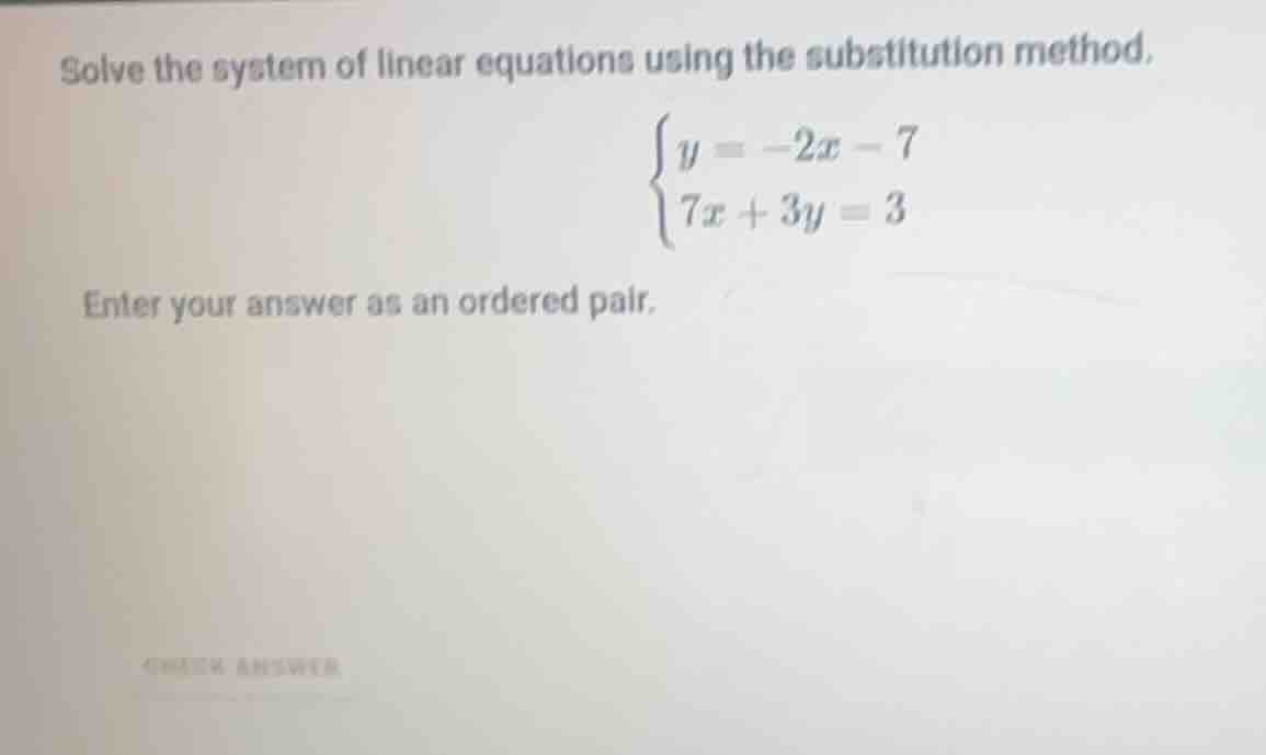 solve the system of linear equations using the substitution method. \\(…