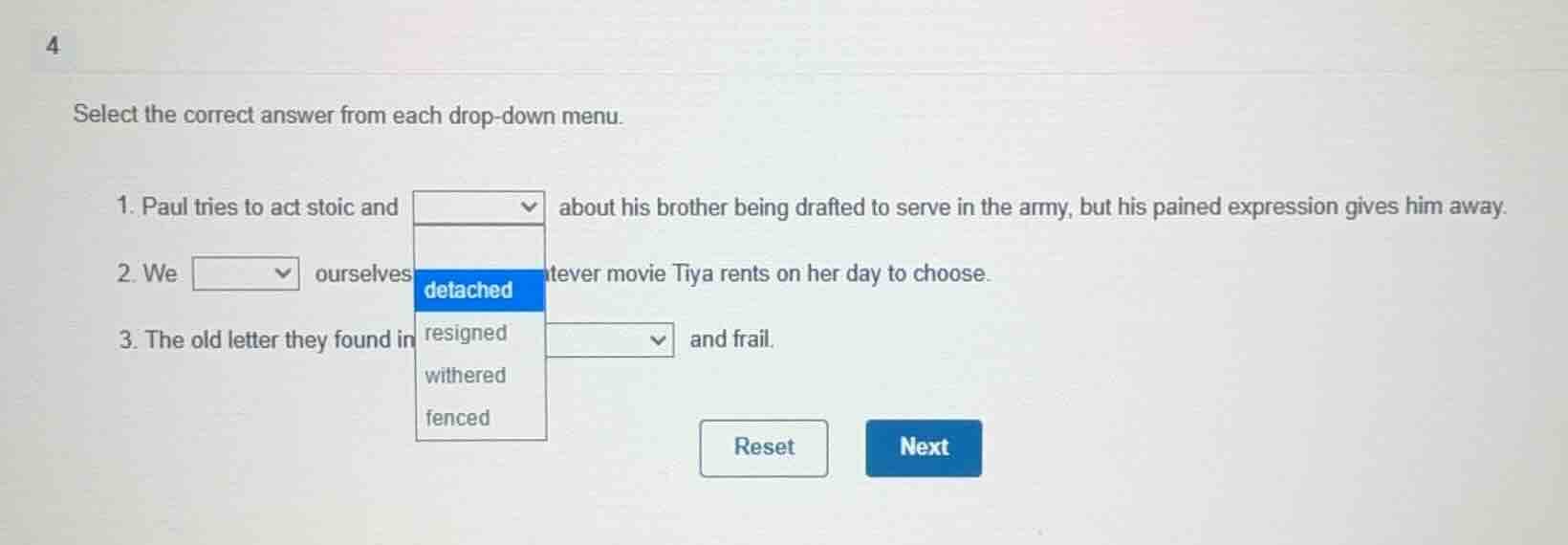 4 select the correct answer from each drop - down menu. 1. paul tries t…