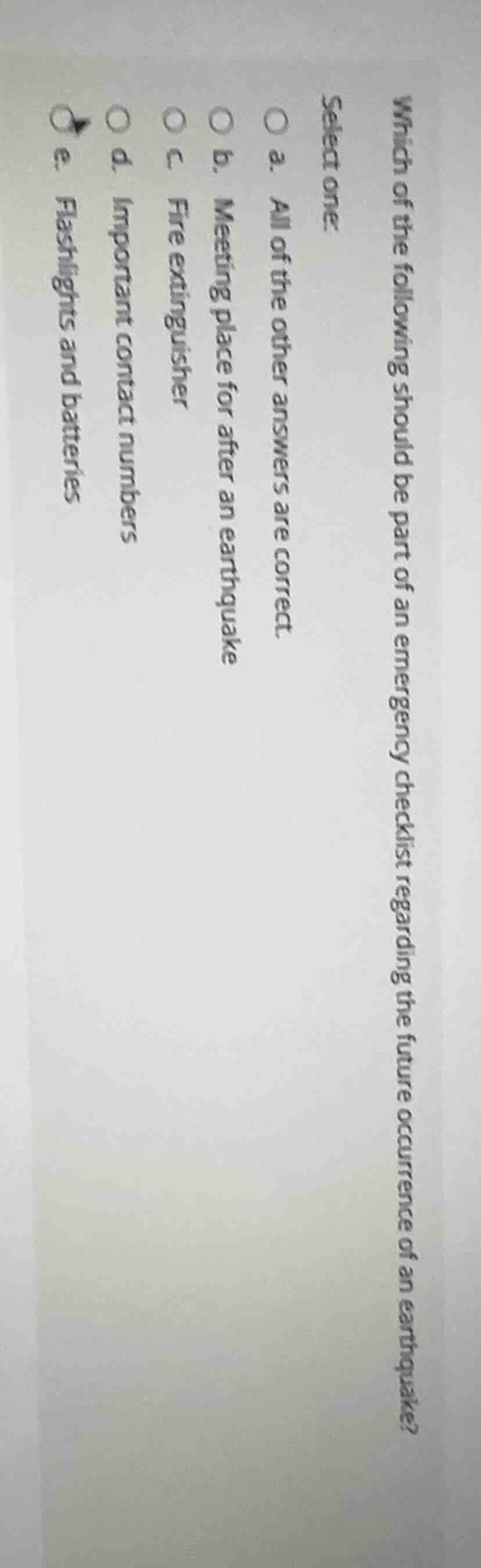 which of the following should be part of an emergency checklist regardi…