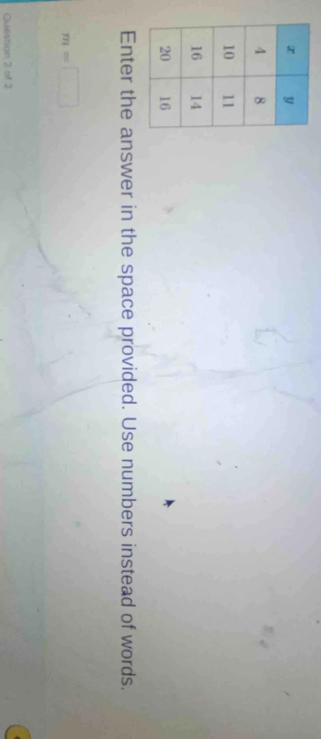 enter the answer in the space provided. use numbers instead of words. x…