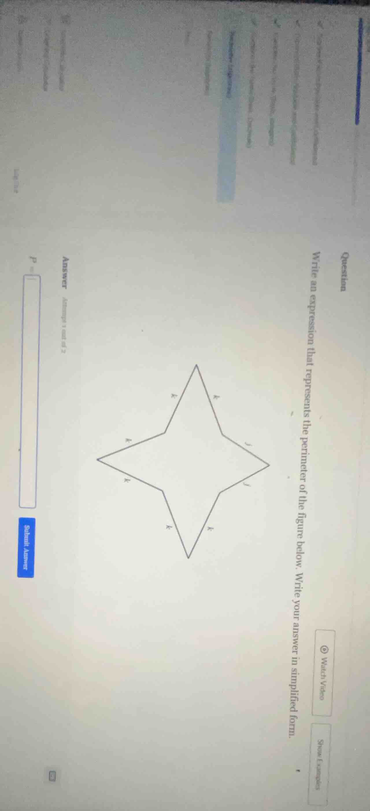 question write an expression that represents the perimeter of the figur…