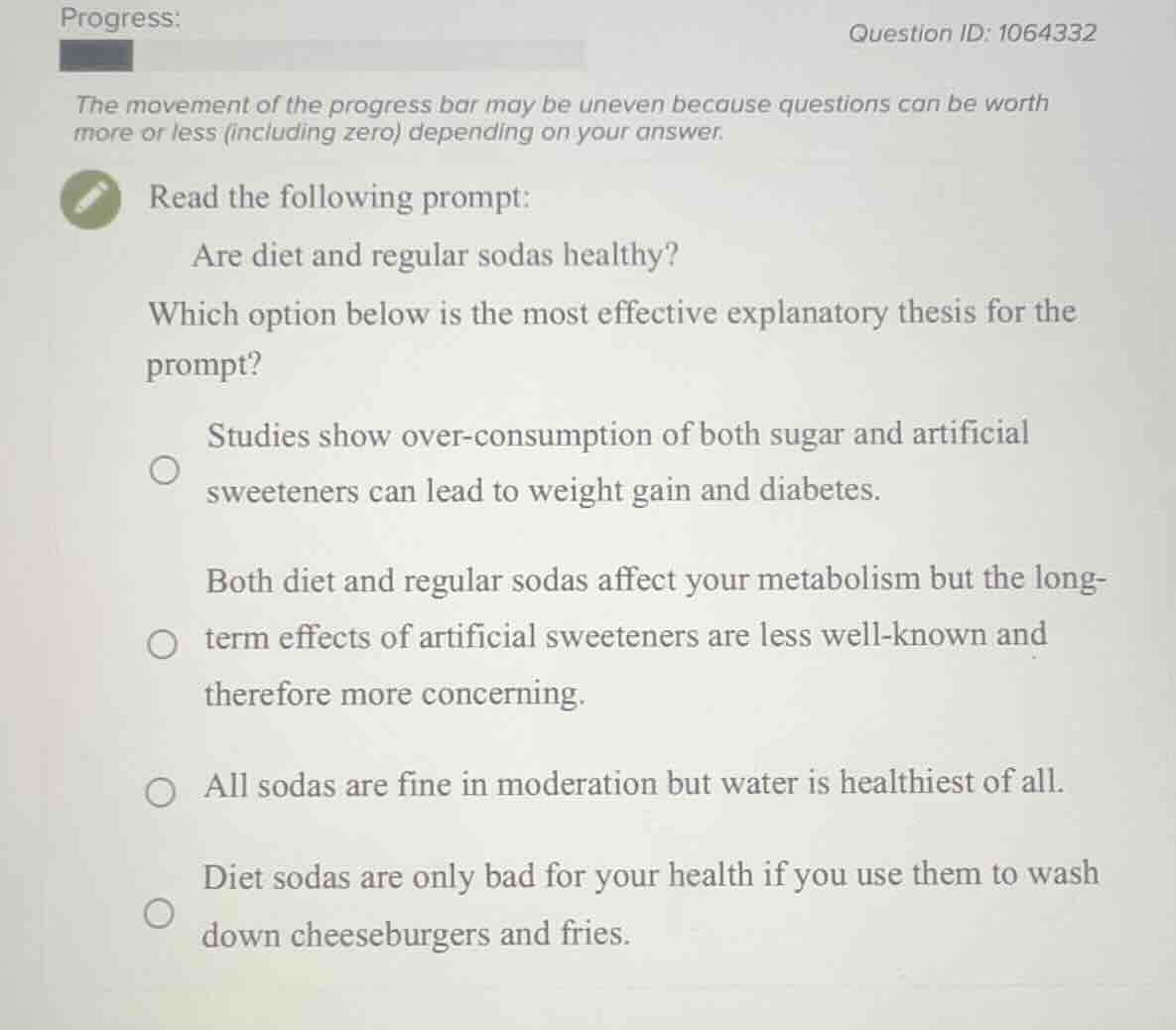 progress: question id: 1064332 the movement of the progress bar may be …