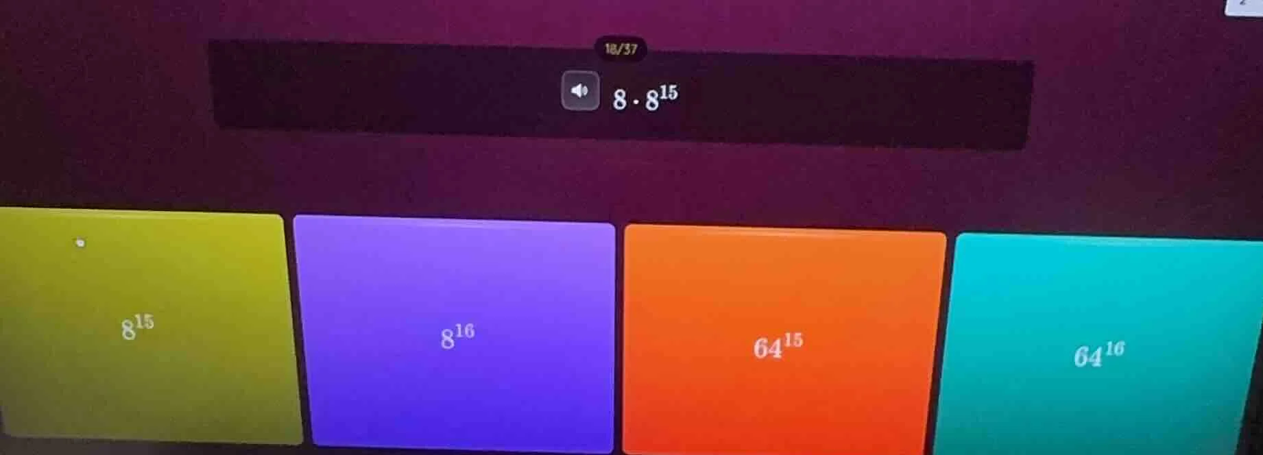 8·8¹⁵, options: 8¹⁵, 8¹⁶, 64¹⁵, 64¹⁶