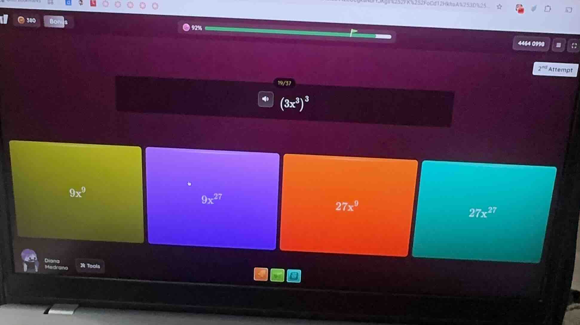 simplify the expression ((3x^3)^3) and choose the correct option from t…