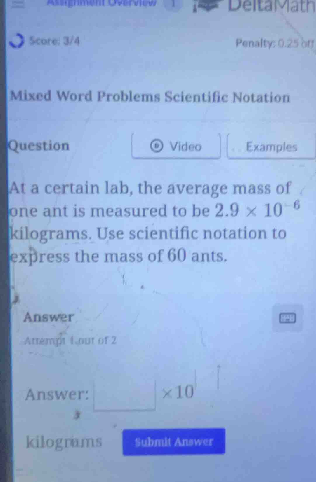 mixed word problems scientific notation question at a certain lab, the …