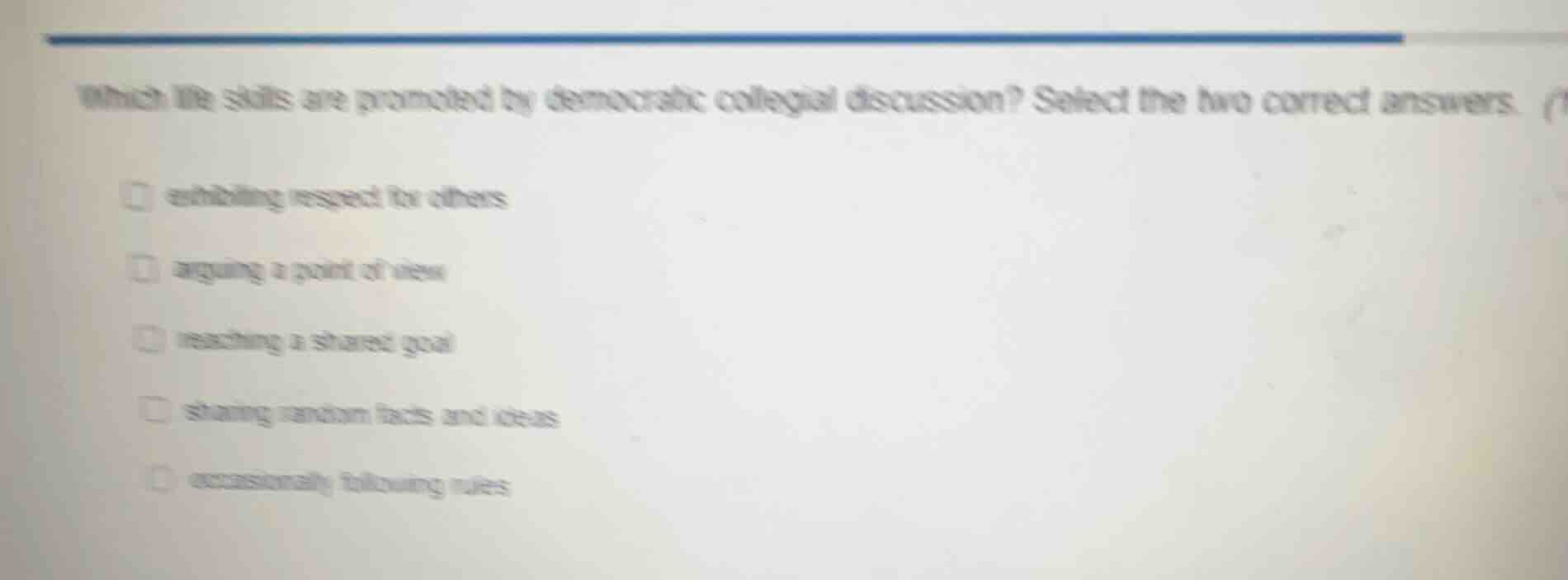 which life skills are promoted by democratic collegial discussion? sele…