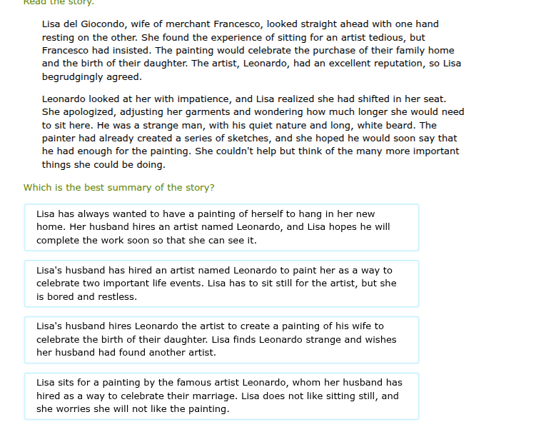 read the story. lisa del giocondo, wife of merchant francesco, looked s…