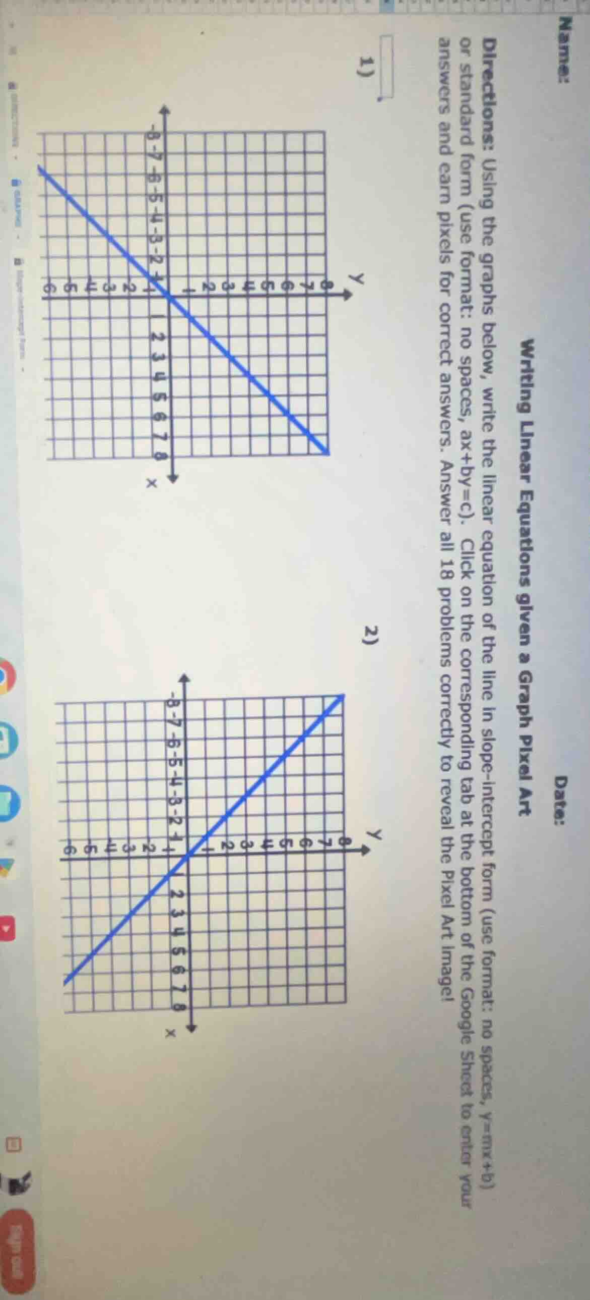 writing linear equations given a graph pixel art directions: using the …