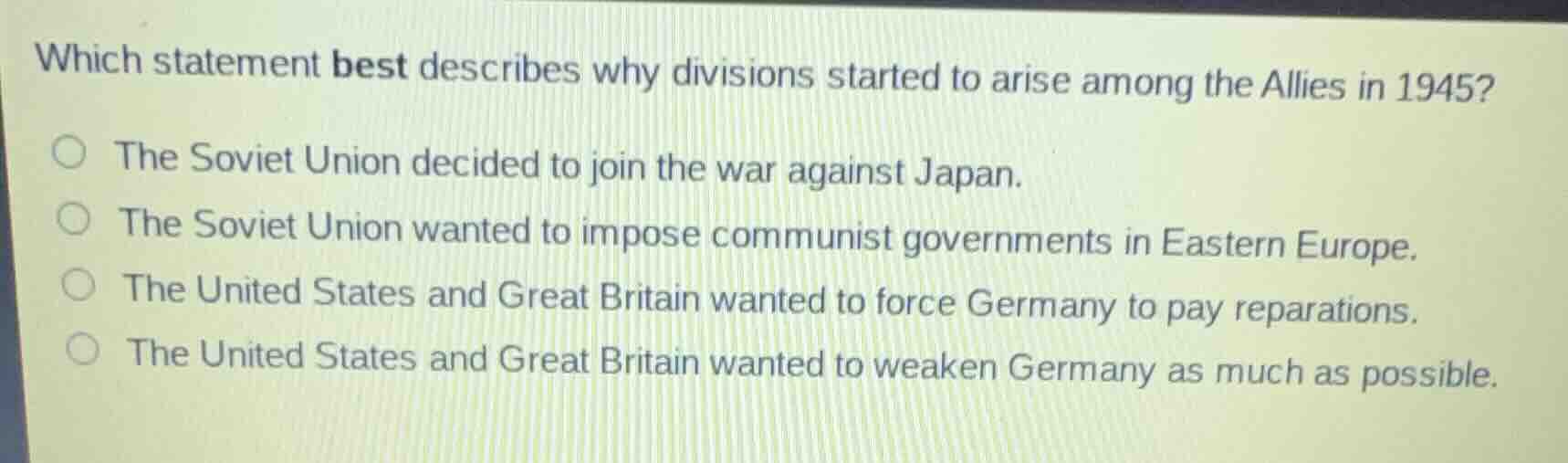 which statement best describes why divisions started to arise among the…