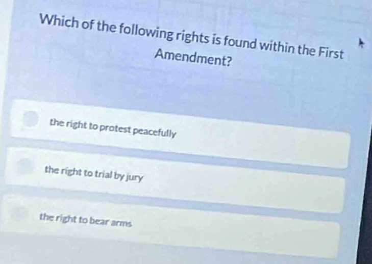 which of the following rights is found within the first amendment? the …