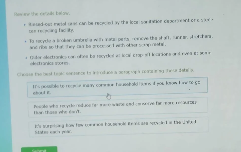 review the details below. - rinsed - out metal cans can be recycled by …