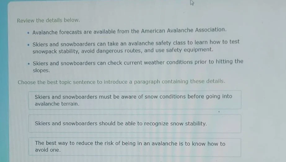 review the details below. - avalanche forecasts are available from the …
