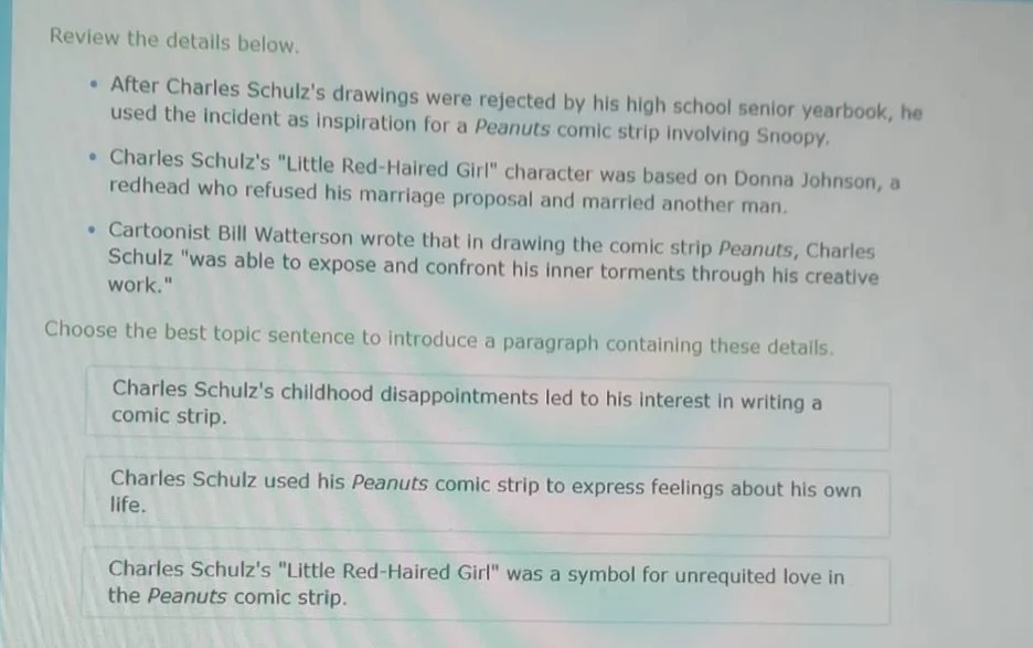 review the details below. - after charles schulzs drawings were rejecte…
