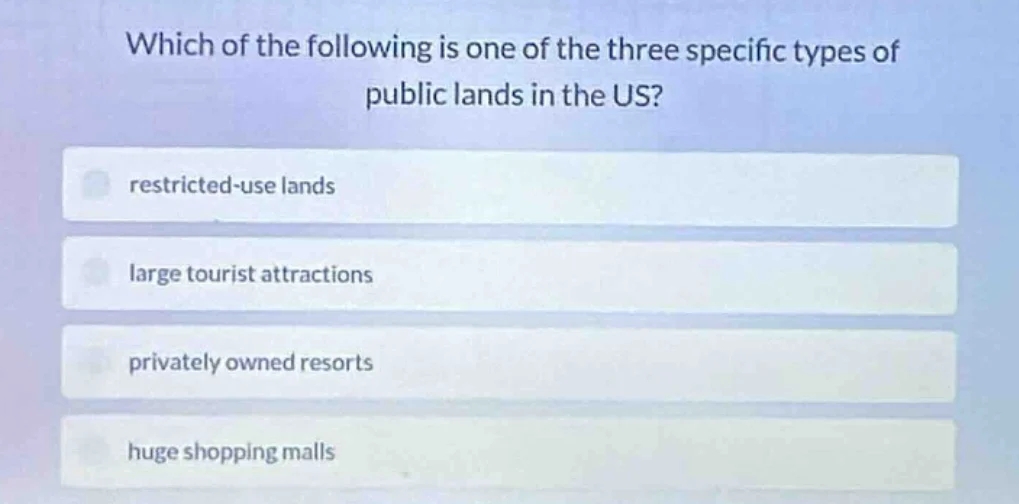 which of the following is one of the three specific types of public lan…
