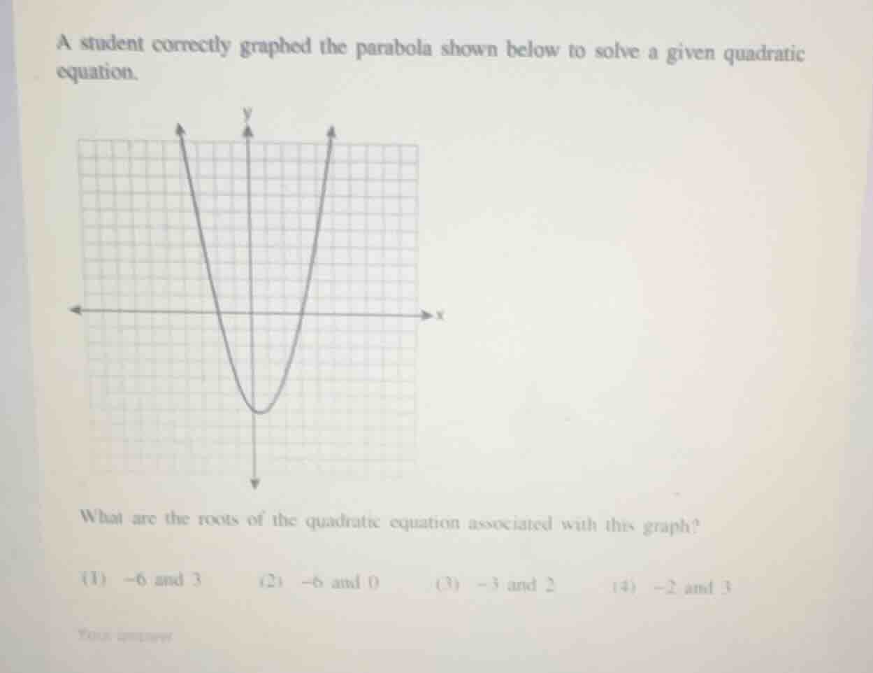 a student correctly graphed the parabola shown below to solve a given q…