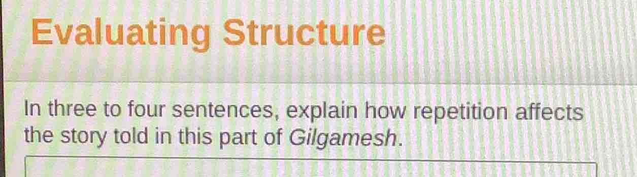 evaluating structure in three to four sentences, explain how repetition…