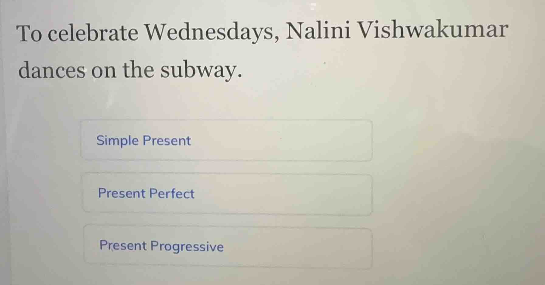 to celebrate wednesdays, nalini vishwakumar dances on the subway. simpl…