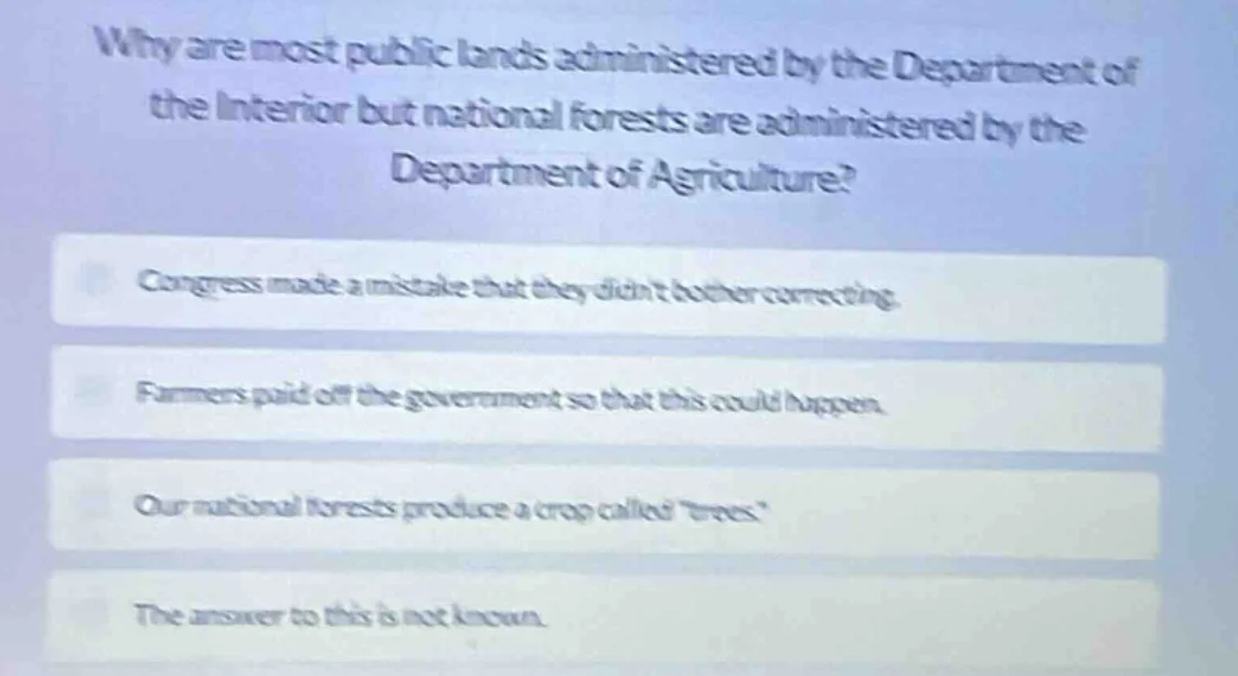 why are most public lands administered by the department of the interio…