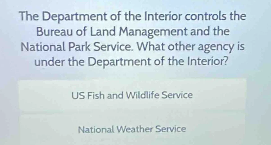 the department of the interior controls the bureau of land management a…