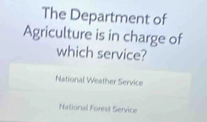 the department of agriculture is in charge of which service? national w…