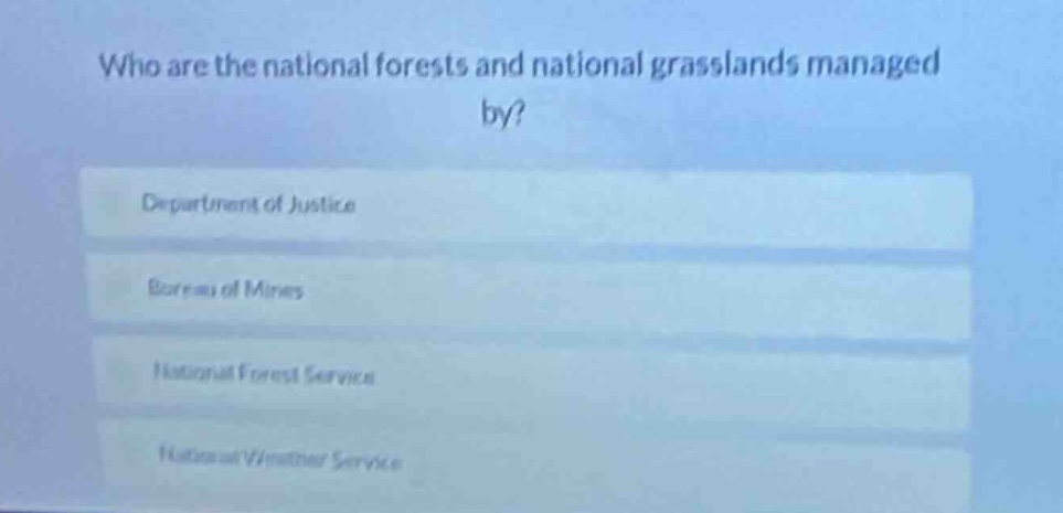 who are the national forests and national grasslands managed by? depart…