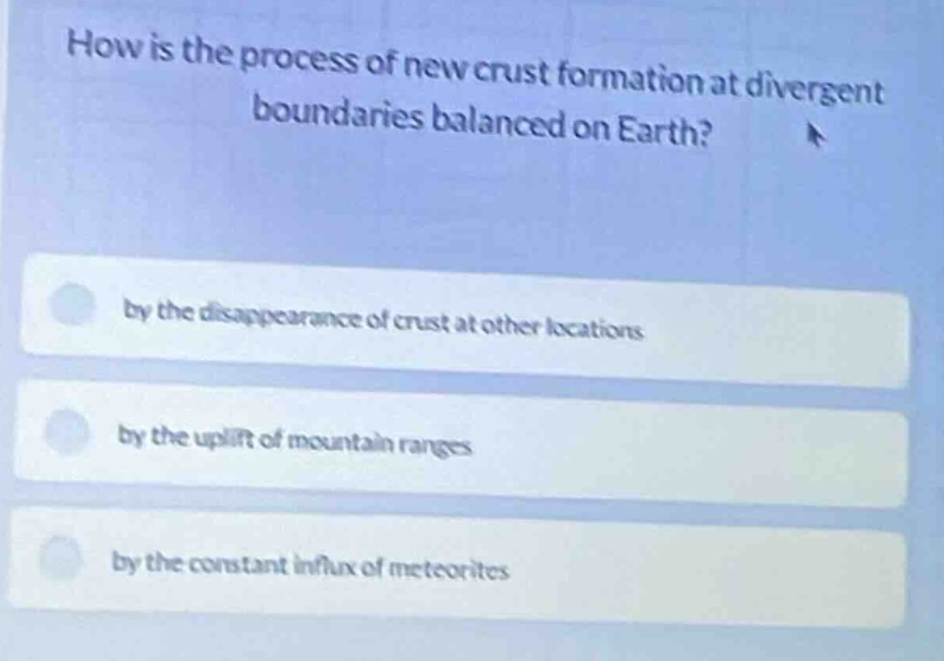 how is the process of new crust formation at divergent boundaries balan…