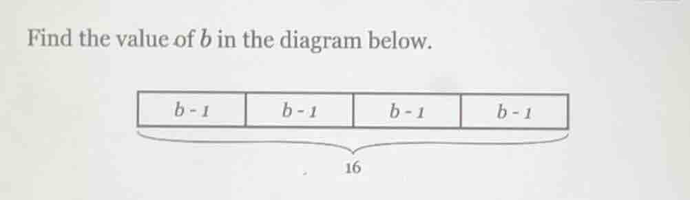 find the value of b in the diagram below. diagram: four rectangles each…
