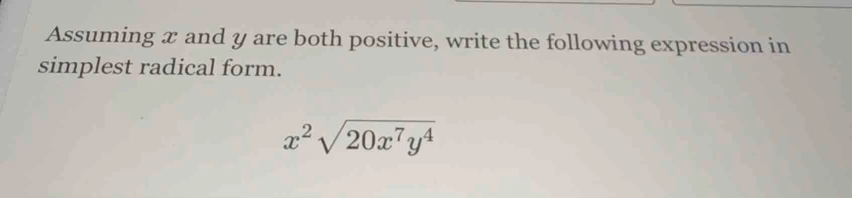 assuming ( x ) and ( y ) are both positive, write the following express…