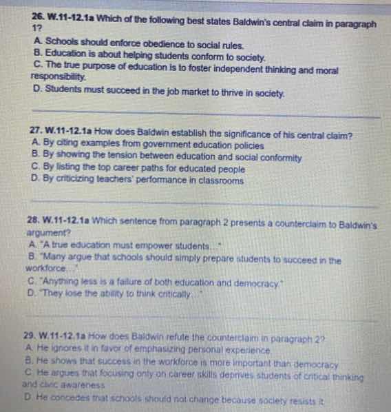 26. w.11-12.1a which of the following best states baldwin’s central cla…