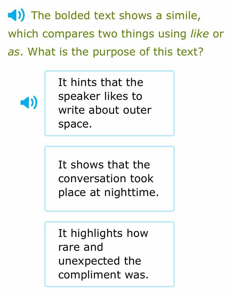the bolded text shows a simile, which compares two things using like or…