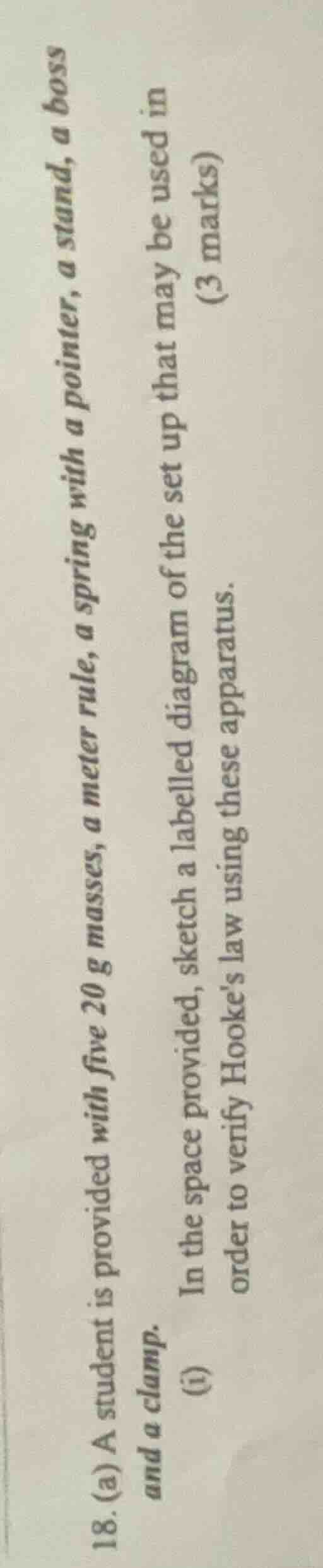 18. (a) a student is provided with five 20 g masses, a meter rule, a sp…