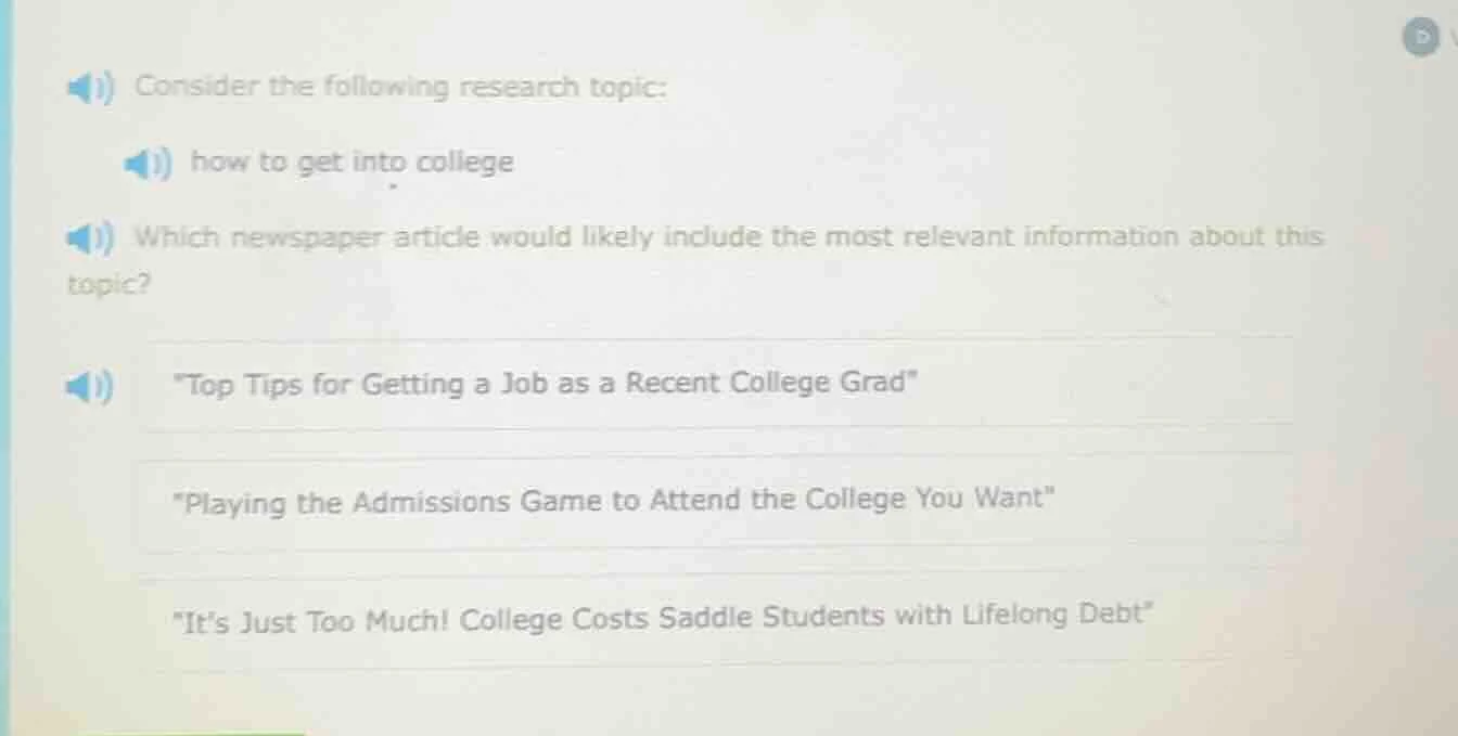 consider the following research topic: how to get into college which ne…