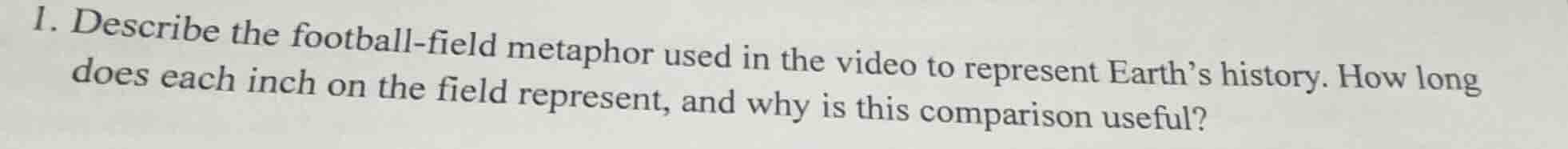 1. describe the football - field metaphor used in the video to represen…