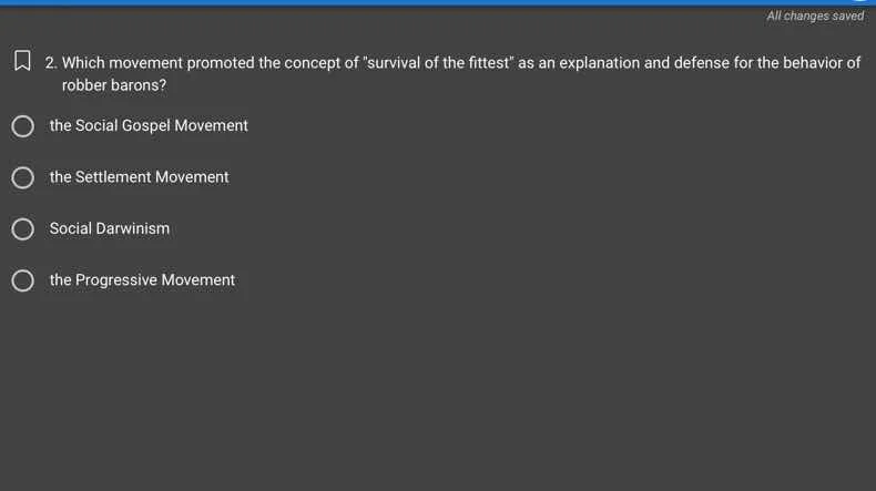 2. which movement promoted the concept of \survival of the fittest\ as …