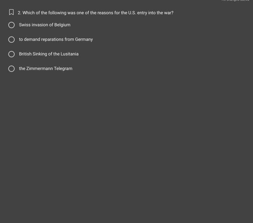 2. which of the following was one of the reasons for the u.s. entry int…