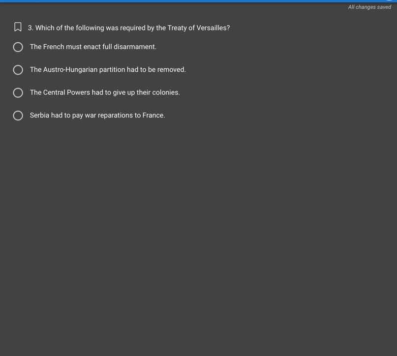 3. which of the following was required by the treaty of versailles? the…