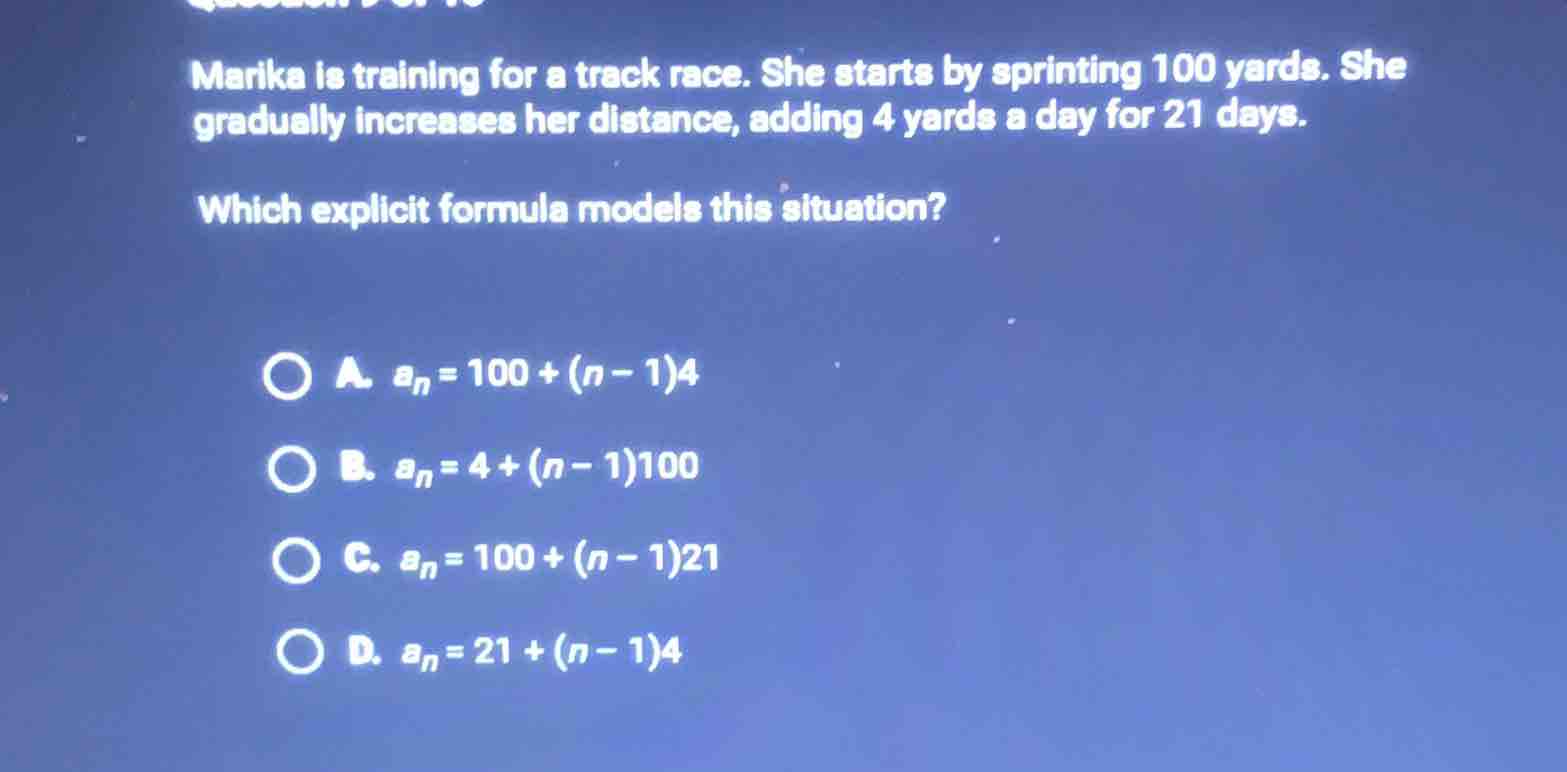 marika is training for a track race. she starts by sprinting 100 yards.…