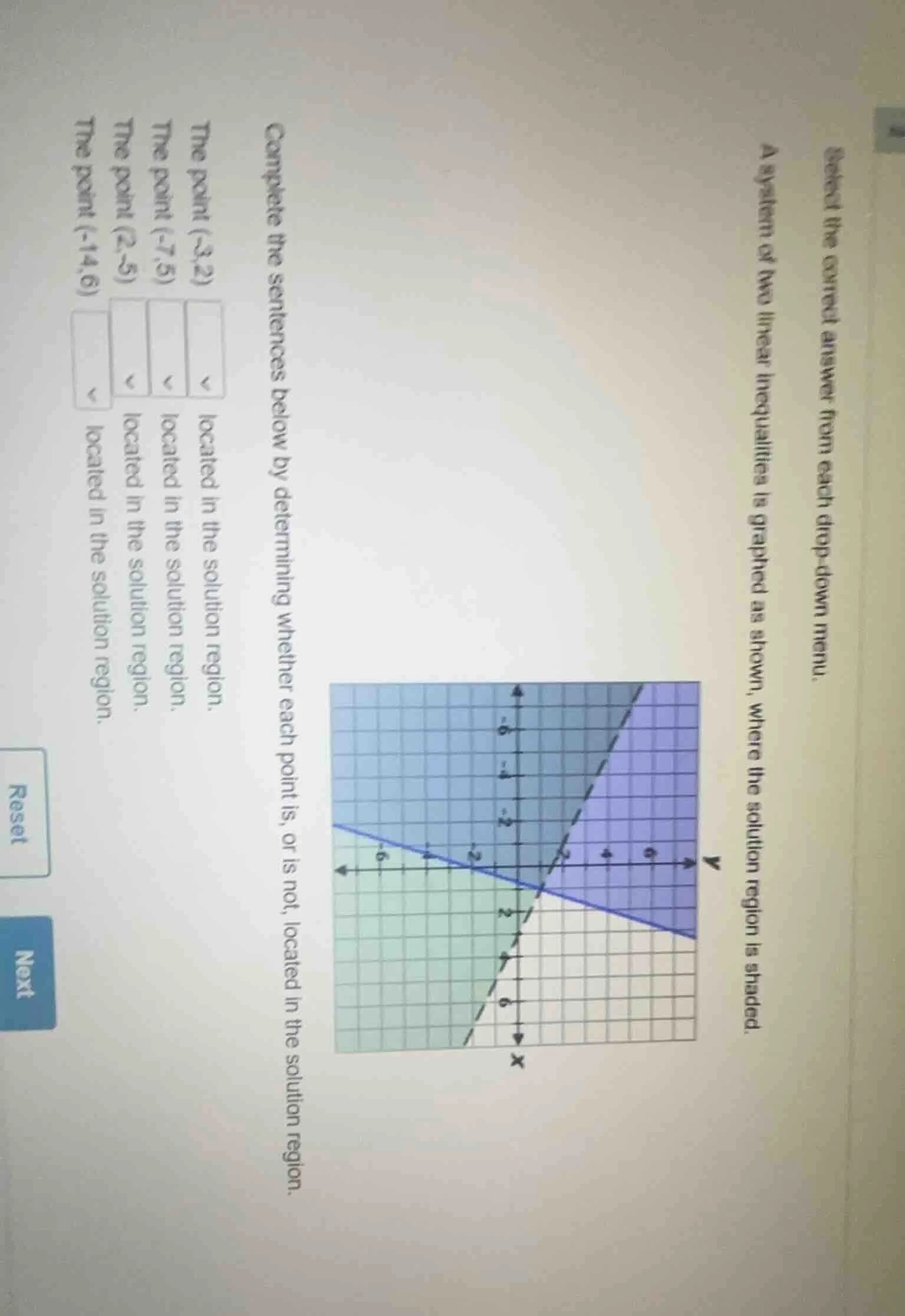 select the correct answer from each drop - down menu. a system of two l…