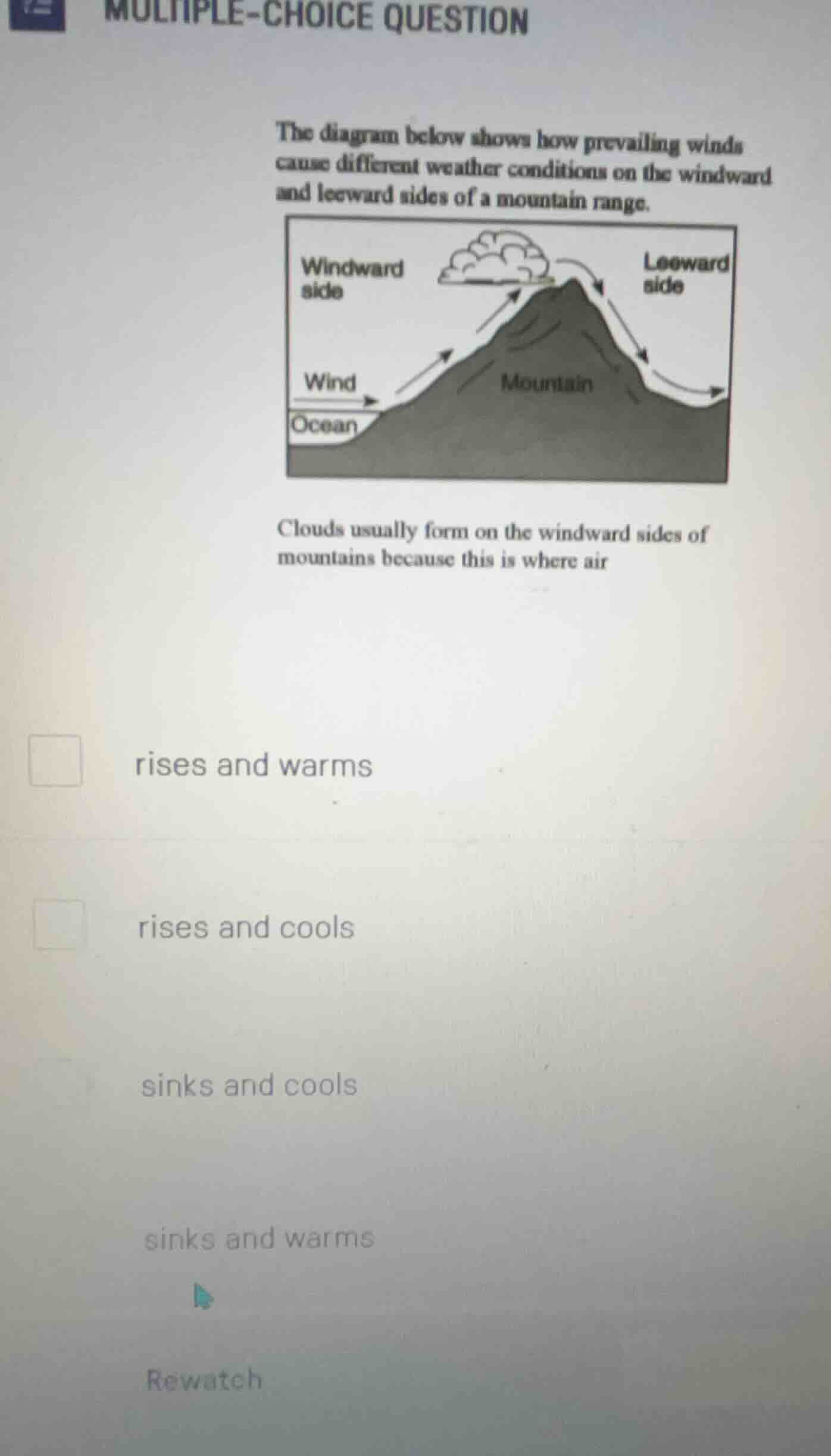 multiple-choice question the diagram below shows how prevailing winds c…