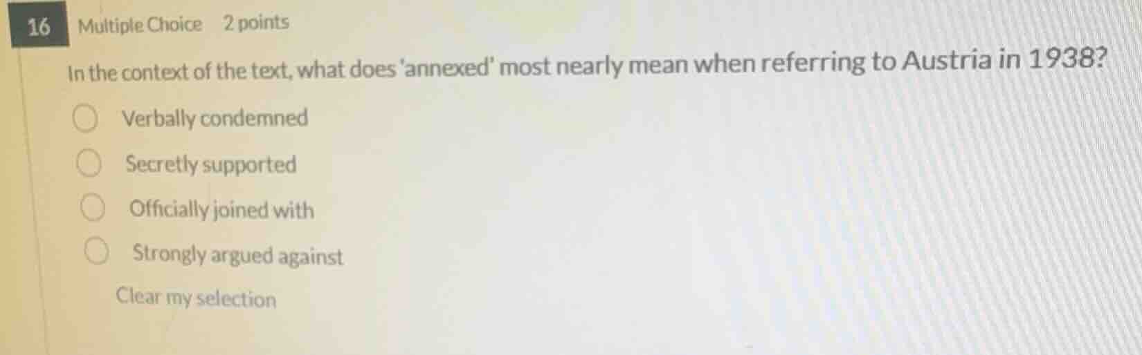 16 multiple choice 2 points in the context of the text, what does annex…