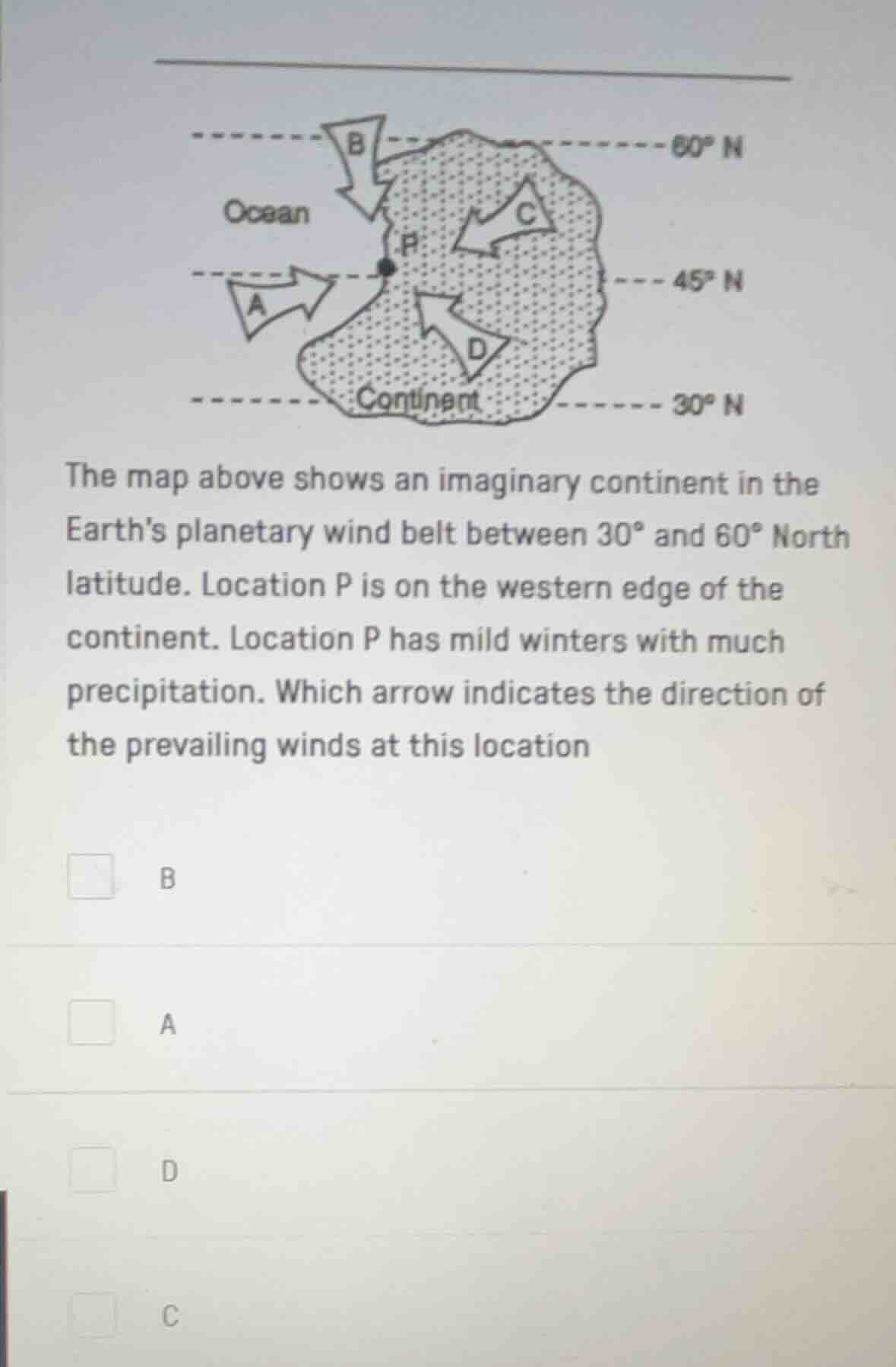 the map above shows an imaginary continent in the earths planetary wind…