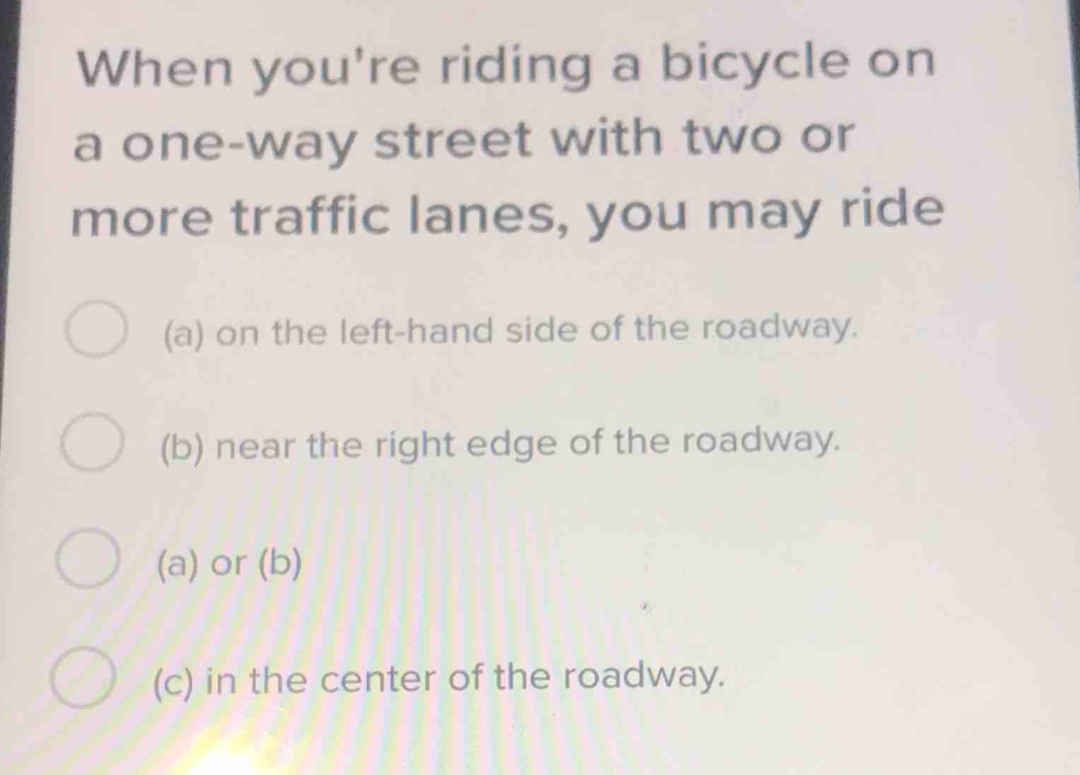 when youre riding a bicycle on a one - way street with two or more traf…