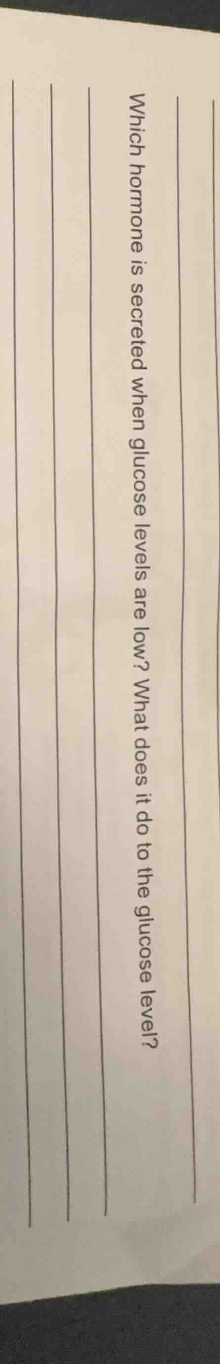 which hormone is secreted when glucose levels are low? what does it do …