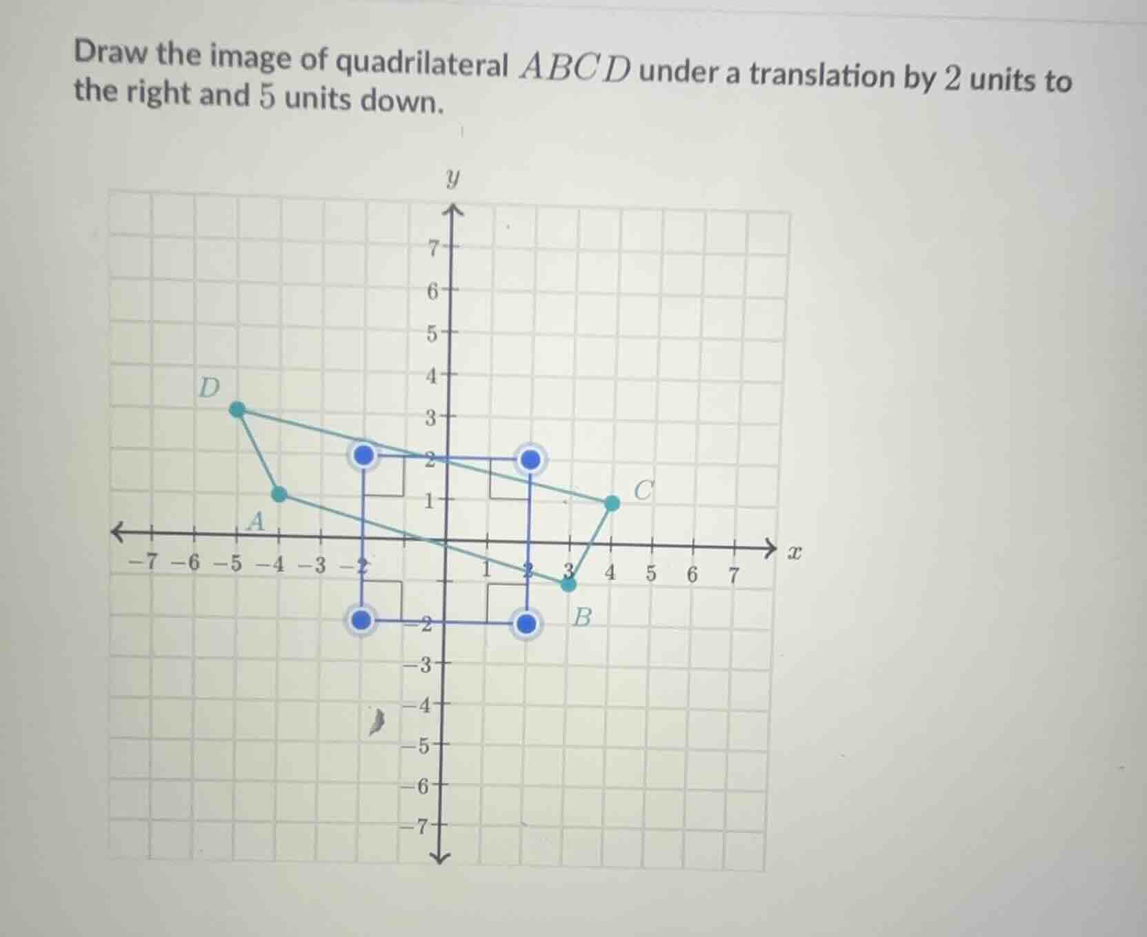 draw the image of quadrilateral abcd under a translation by 2 units to …