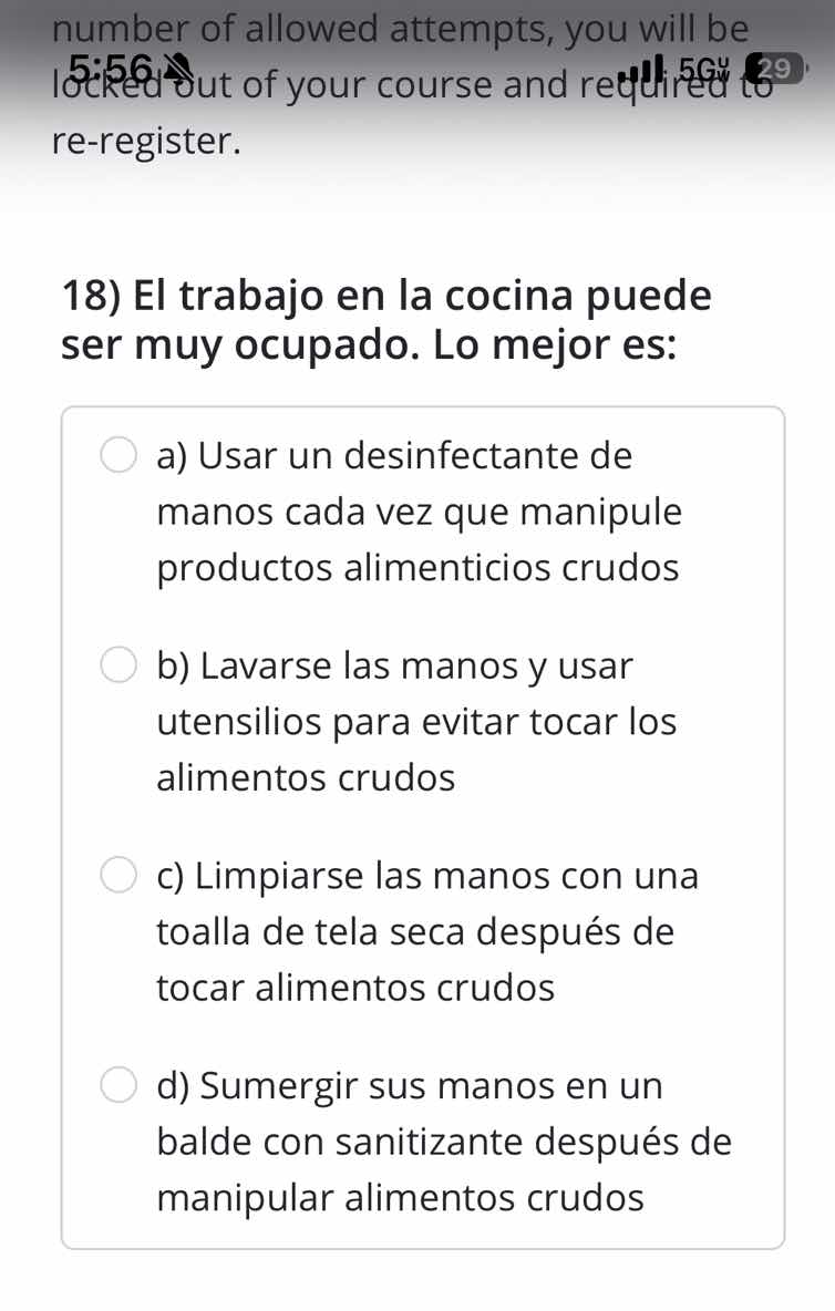 18) el trabajo en la cocina puede ser muy ocupado. lo mejor es: a) usar…