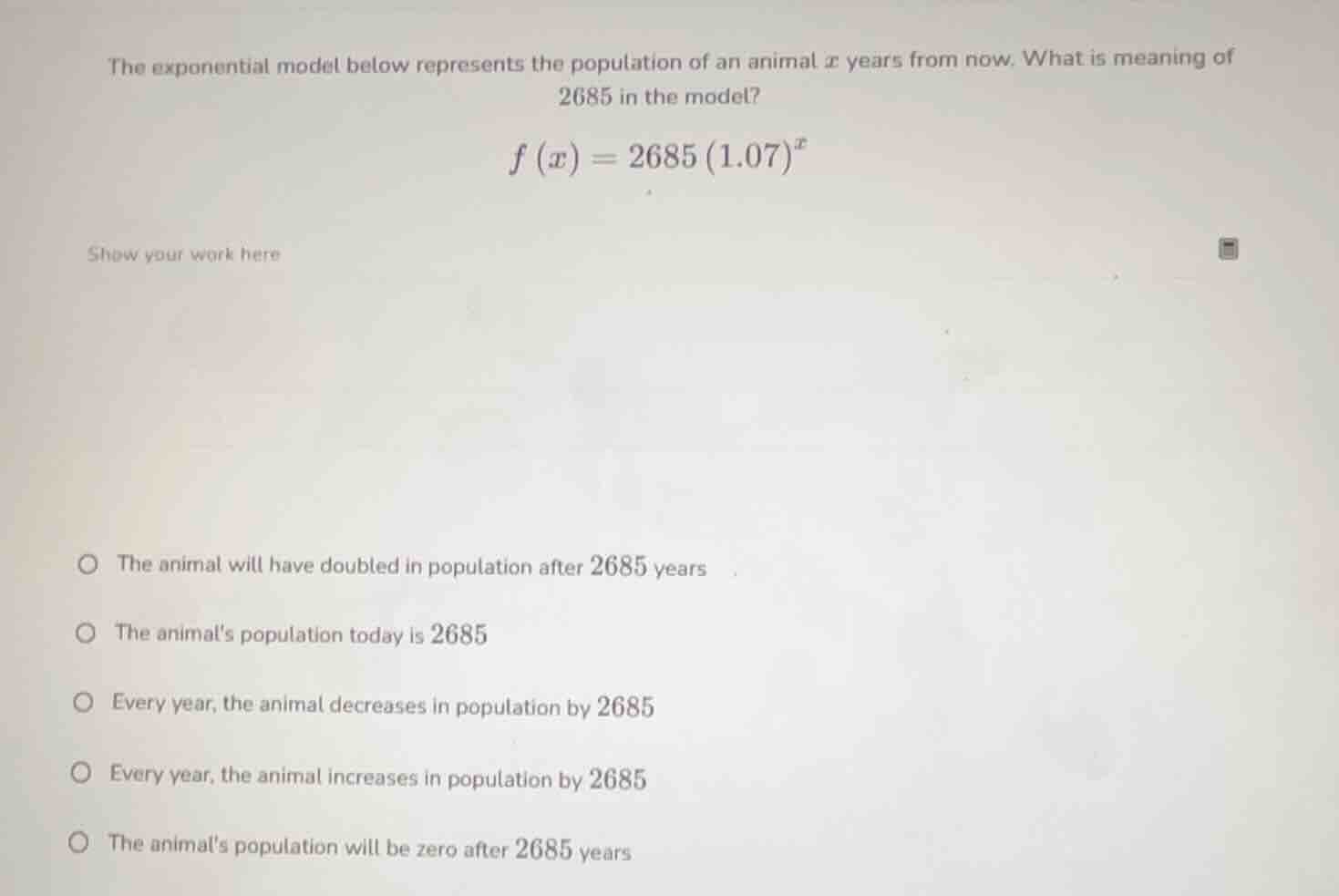 the exponential model below represents the population of an animal ( x …