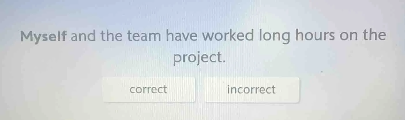 myself and the team have worked long hours on the project. correct inco…