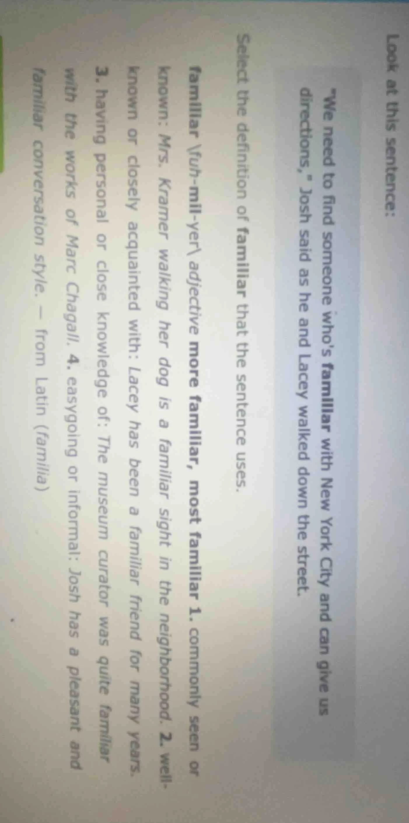 look at this sentence: \we need to find someone whos familiar with new …