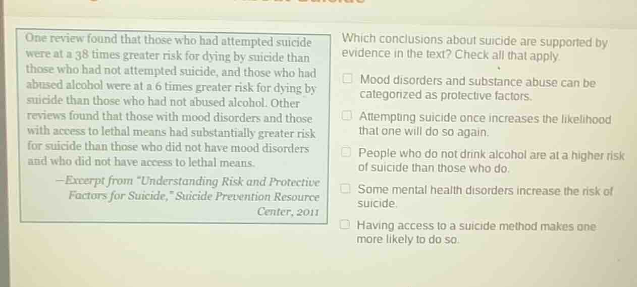 one review found that those who had attempted suicide were at a 38 time…